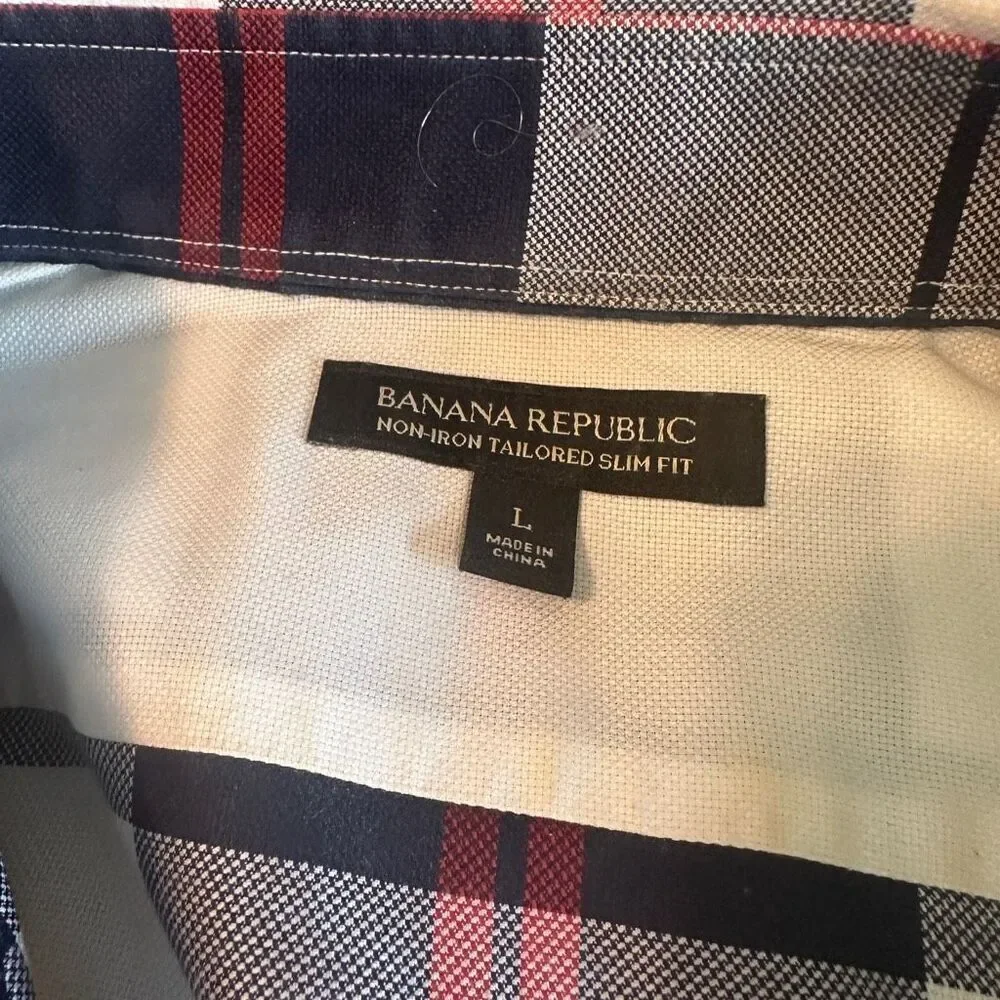 Plaid Banana Republic slim fit dress shirt- size L